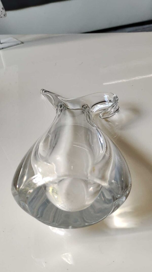 Vase soliflore en verre cristallin, par Flavio Poli pour Art Vannes France. Haut 32 cm