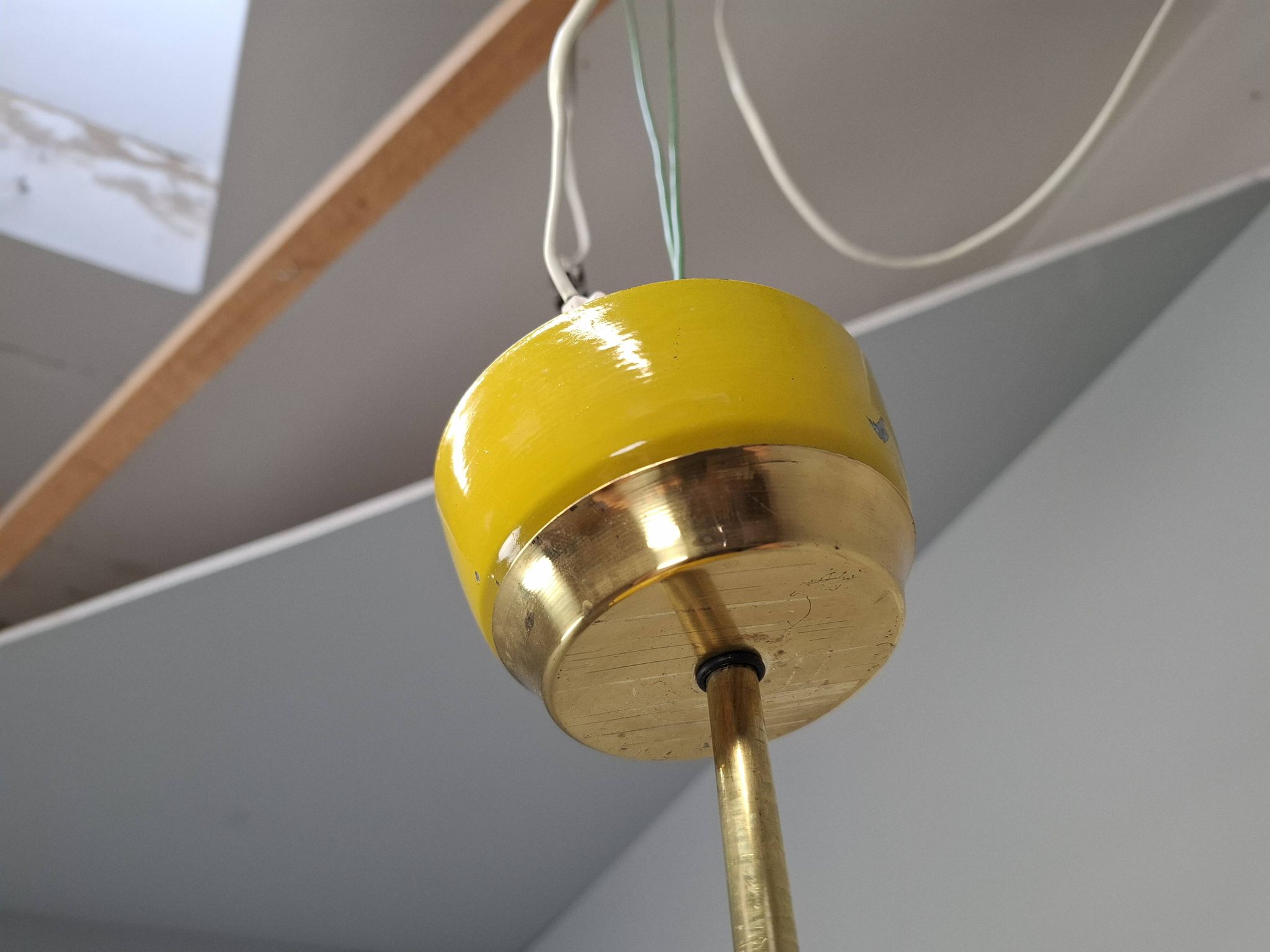 1970s Ludib Mid-Century Pendant Lamp in Yellow Metal, Brass and Glass