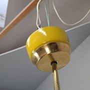 1970s Ludib Mid-Century Pendant Lamp in Yellow Metal, Brass and Glass
