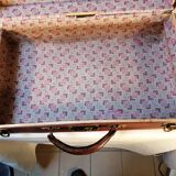 Vintage cognac suitcase in vulcanized fibers - 1950s