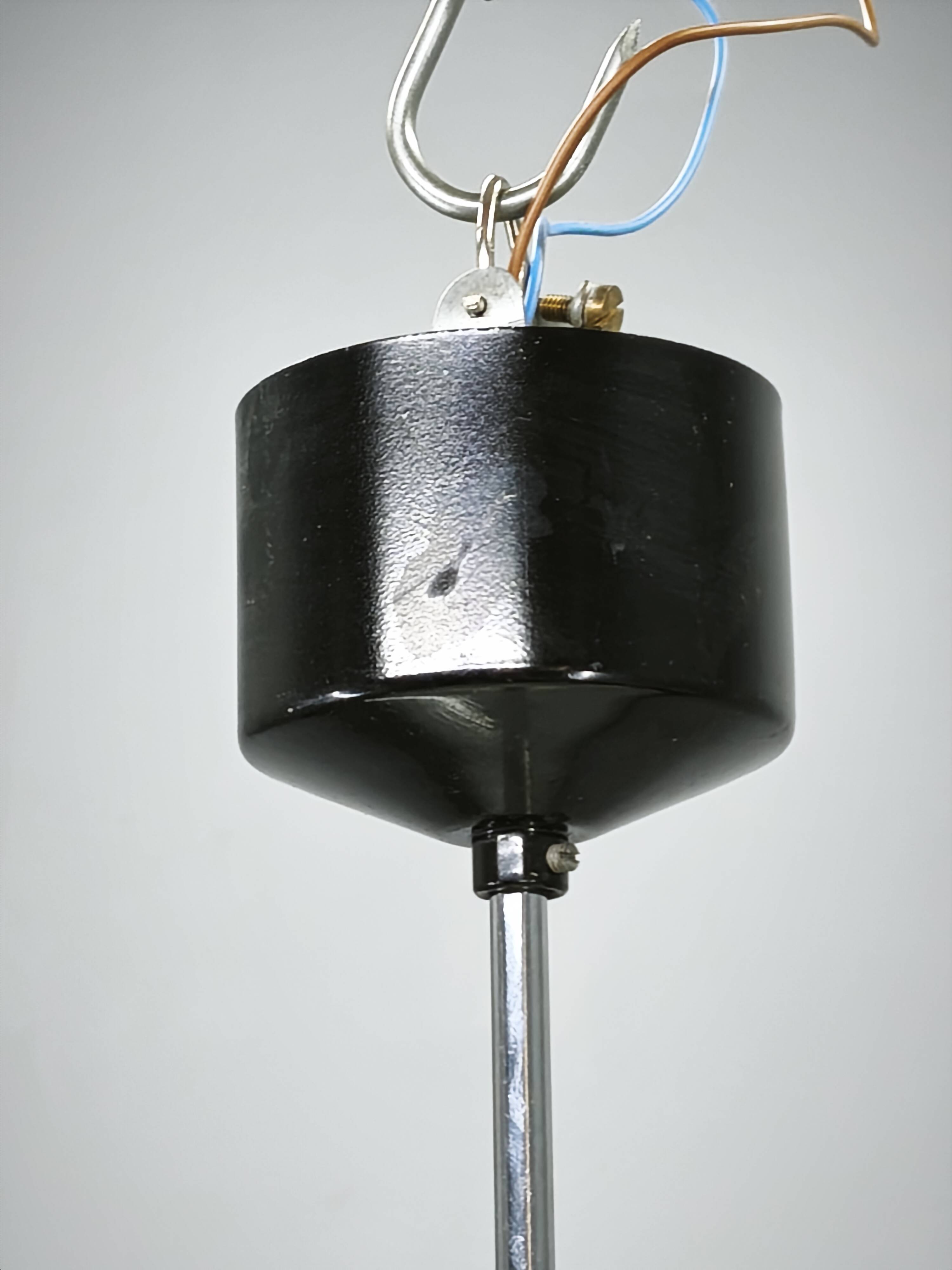 1960s NAPAKO Modernist Black Glass Pendant Light, Czechoslovakia