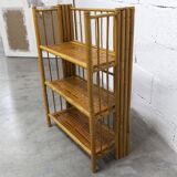 1970s honey-colored folding bamboo shelf
