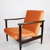 Fauteuil lounge GFM-142 en velours orange attribué à Edmund Homa, années 1970