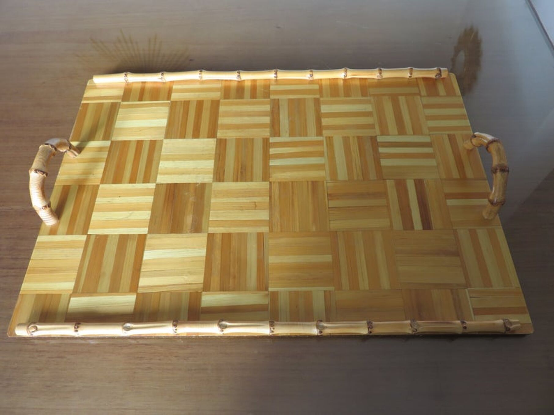 Plateau en bambou et marqueterie ann es 50 60 Selency Plateau en bambou et marqueterie ann es 50 60 Selency