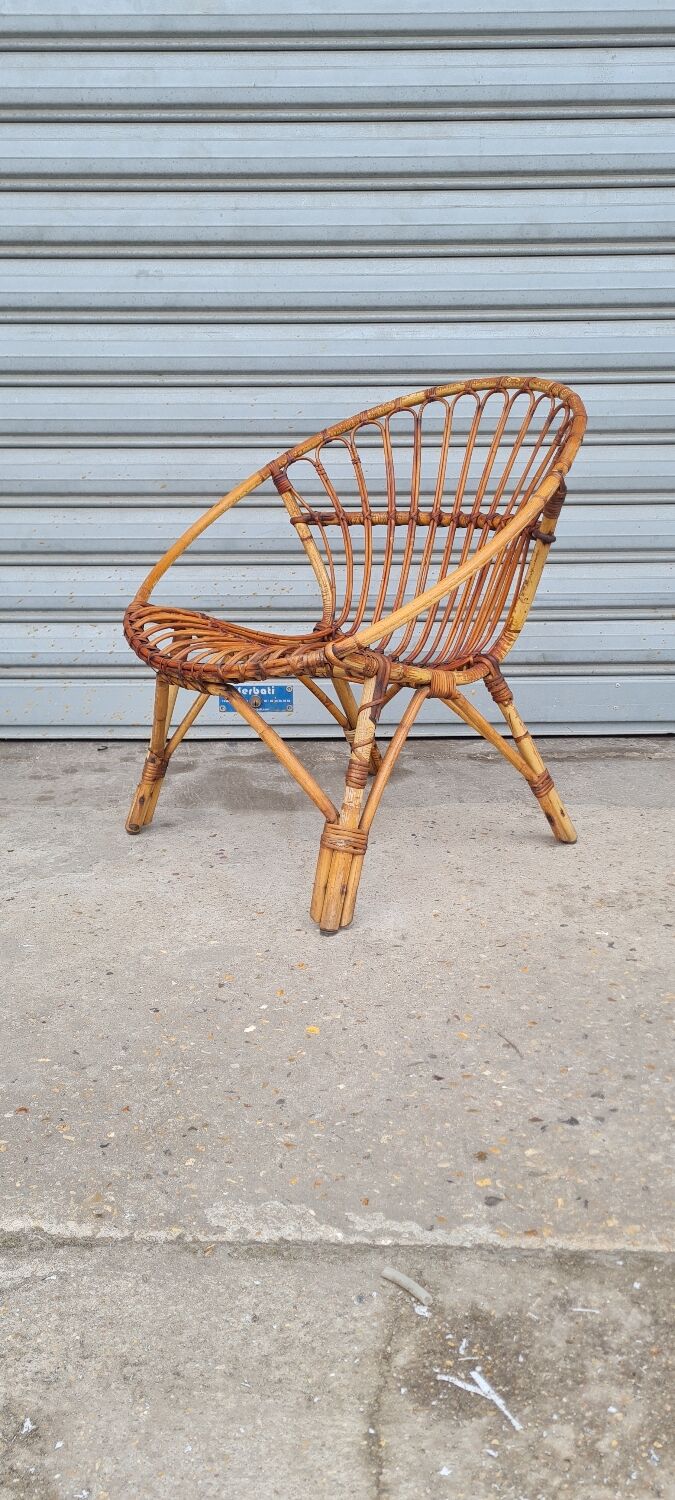 Rattan shell armchair 1960