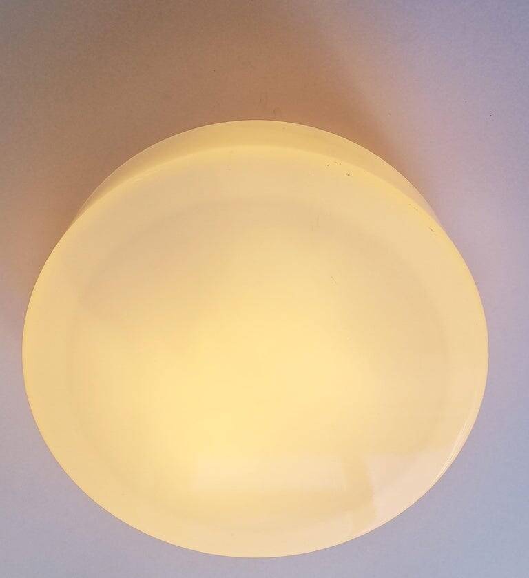 Large Midcentury Flush Mount Milk Glass, RZB Leuchten, Germany, 1970s