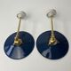 Pair of old vintage blue enamelled wall lamps