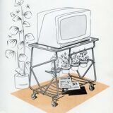 Kitsch art print from the 1950s/60s, modern décor. WROUGHT IRON TV stand.