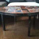 Coffee table, ceramic tray, metal feet, circa 1960