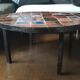 Coffee table, ceramic tray, metal feet, circa 1960
