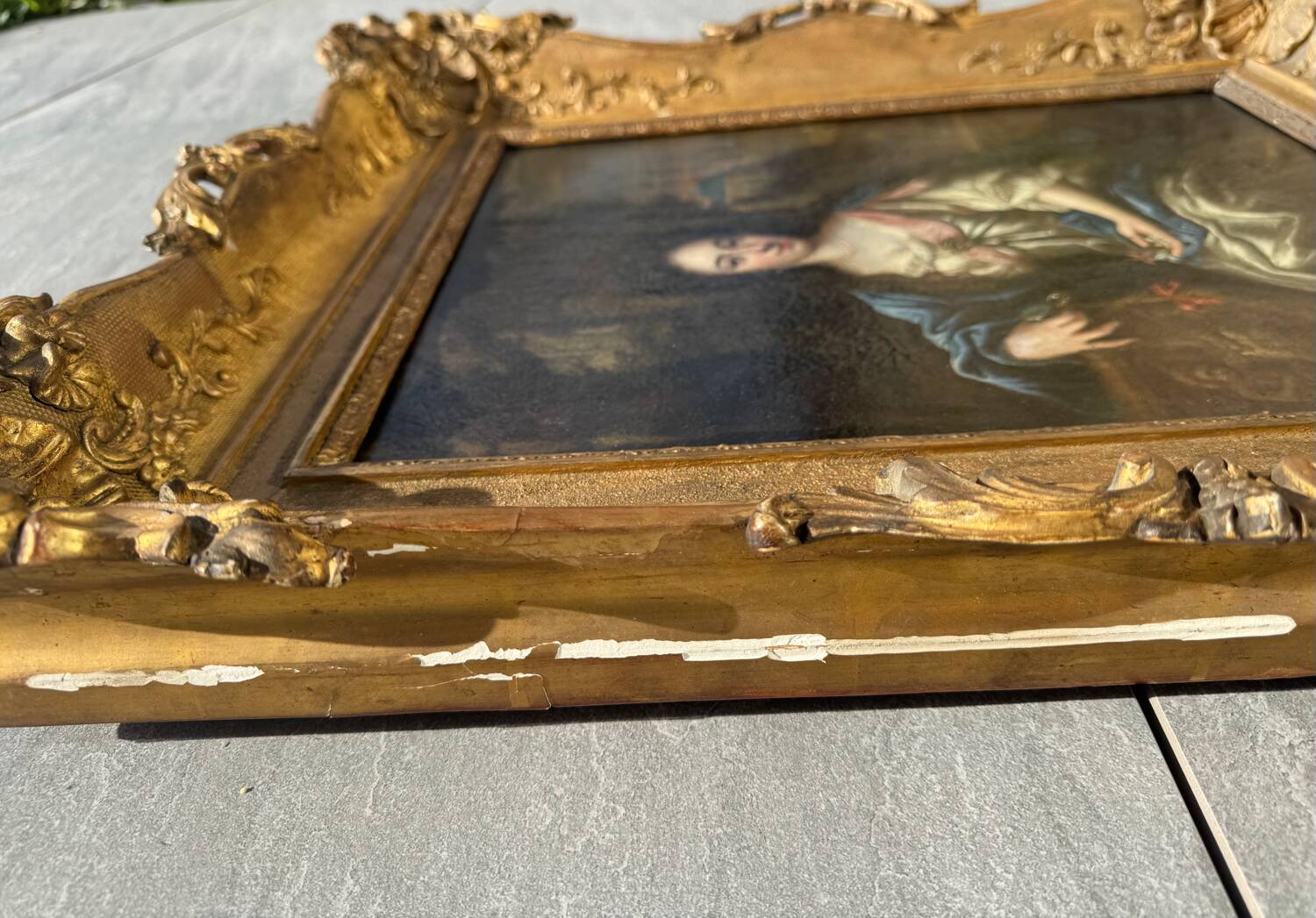 Antique painting, portrait of a gallant woman signed early 18th century