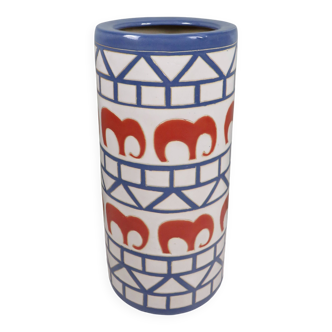 Vintage Italian ceramic umbrella stand – Elephant pattern – 1960s