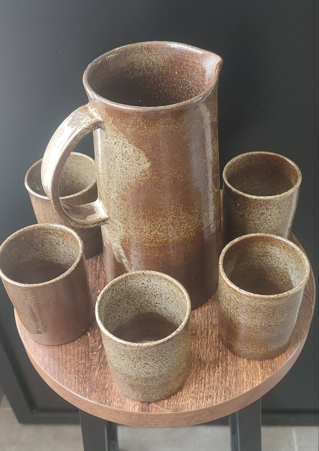 Ceramic workshop service in stoneware signed by karoly balogh.