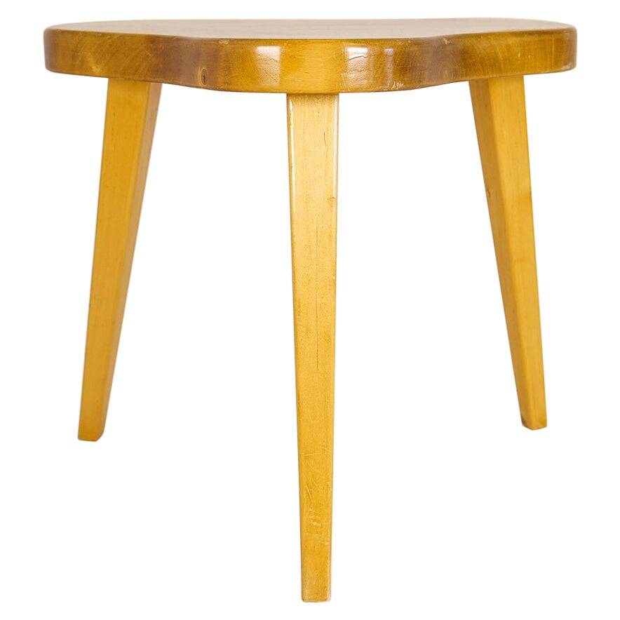 Modern Swedish Scandinavian stool in lacquered birch, 1970s.