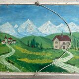 Peinture ancienne paysage dans le goût d'Utrillo XXe