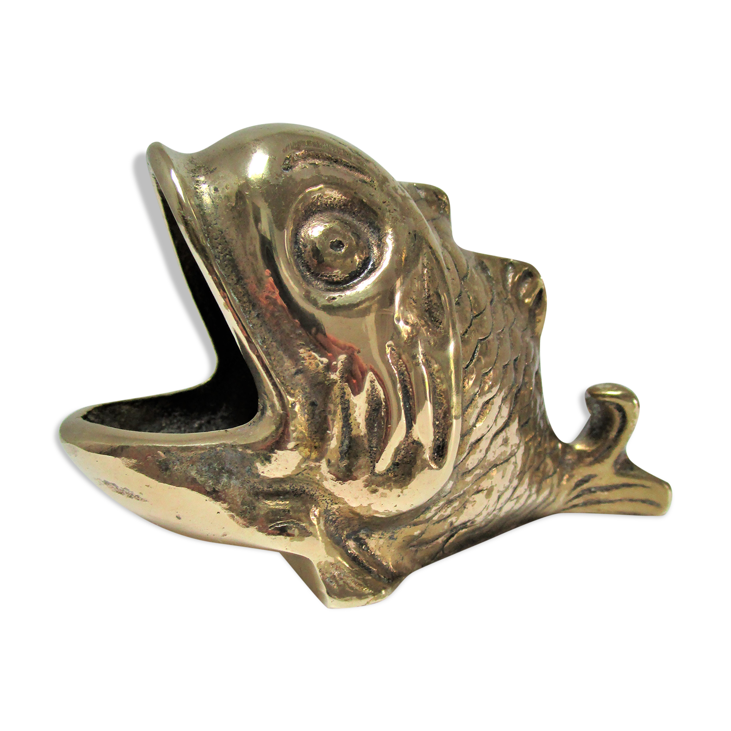 Zoomorphic ashtray golden bronze fish Vintage Peerage