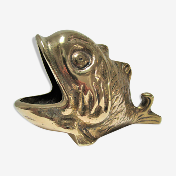 Cendrier zoomorphe poisson bronze doré Peerage vintage