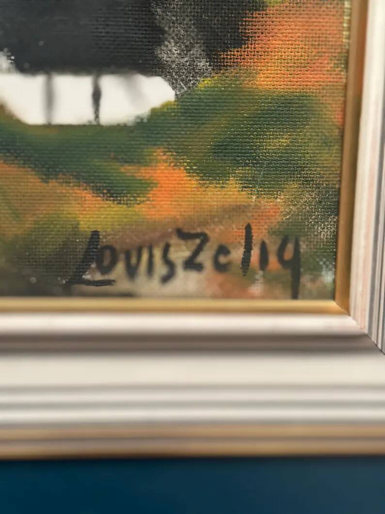 Original Swedish Oil on Panel – “Landscape with Farm” by Louis Zelig – Signed – Vintage & Framed – 78 × 39 cm (30.7" × 15.4")