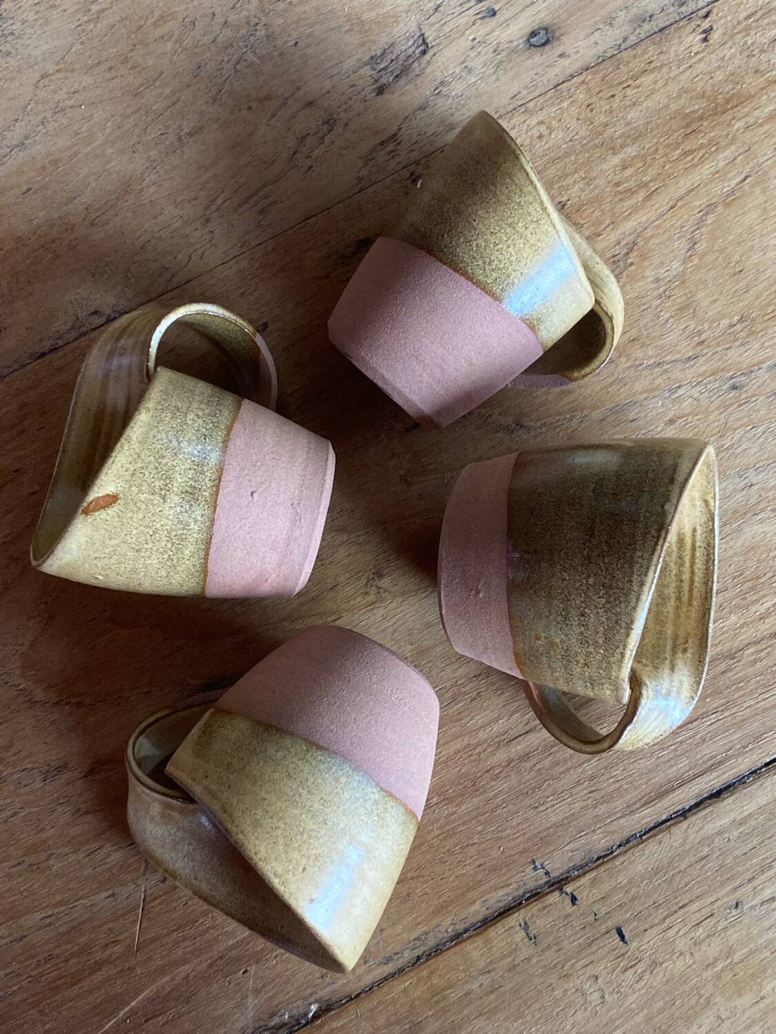 4 handmade stoneware coffee cups