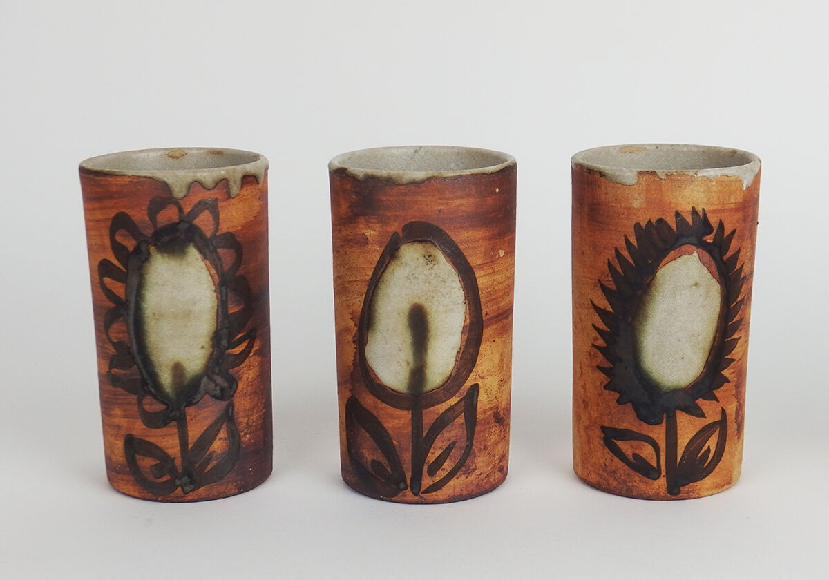 Set of six ceramic cups by "The Dove"