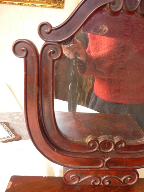 Coiffeuse de table avec miroir Napoléon III placage accajou