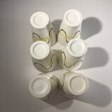 Andre baud for vallauris, ceramic jug and 6 glasses set, ca 1960