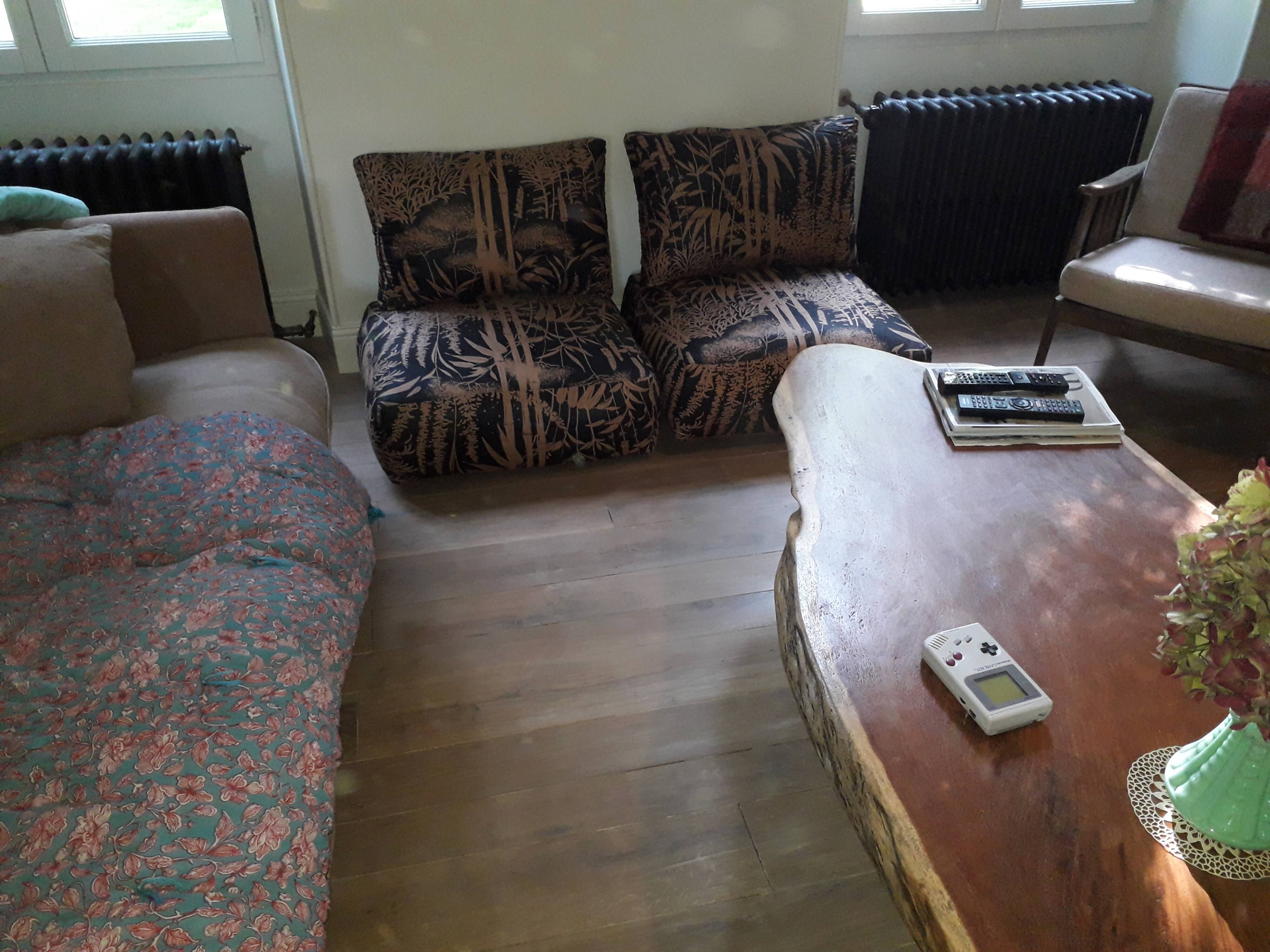 2 armchairs bamboo fabric