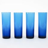 Set of cobalt glasses, Italian design, 1970s, manufactured in Italy