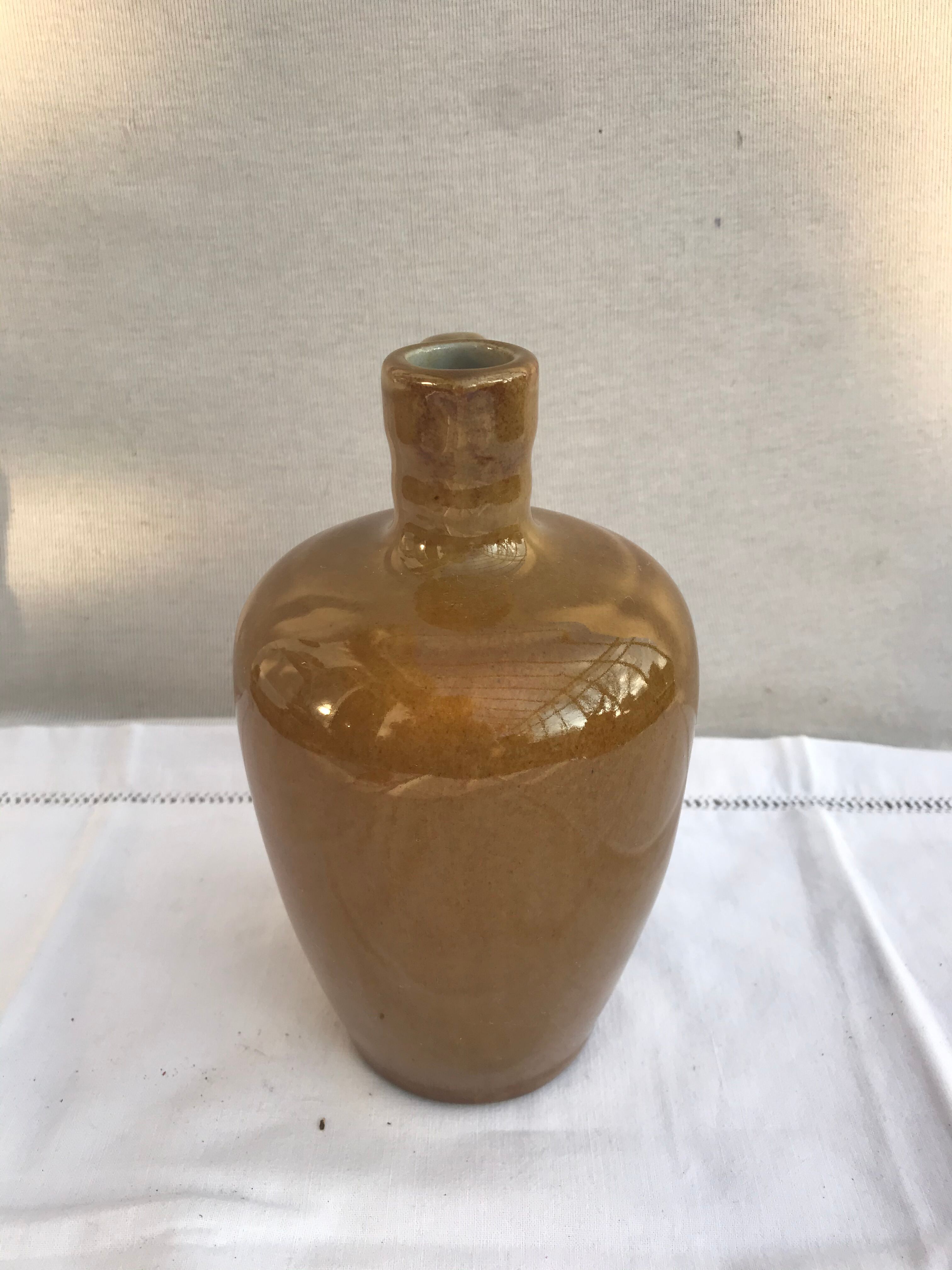 Old Bottle - Anse Ceramics Enamelled Brown Brown 70s Vintage