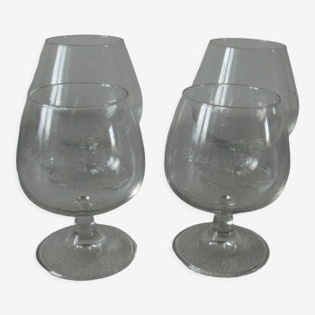 Set of 4 old cognac glasses including 2 marked Biscuit Cognac tableware