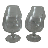 Set of 4 old cognac glasses including 2 marked Biscuit Cognac tableware