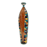 Vintage Multicolored Lacquered Ceramic Vase with Geometric Patterns, Italy