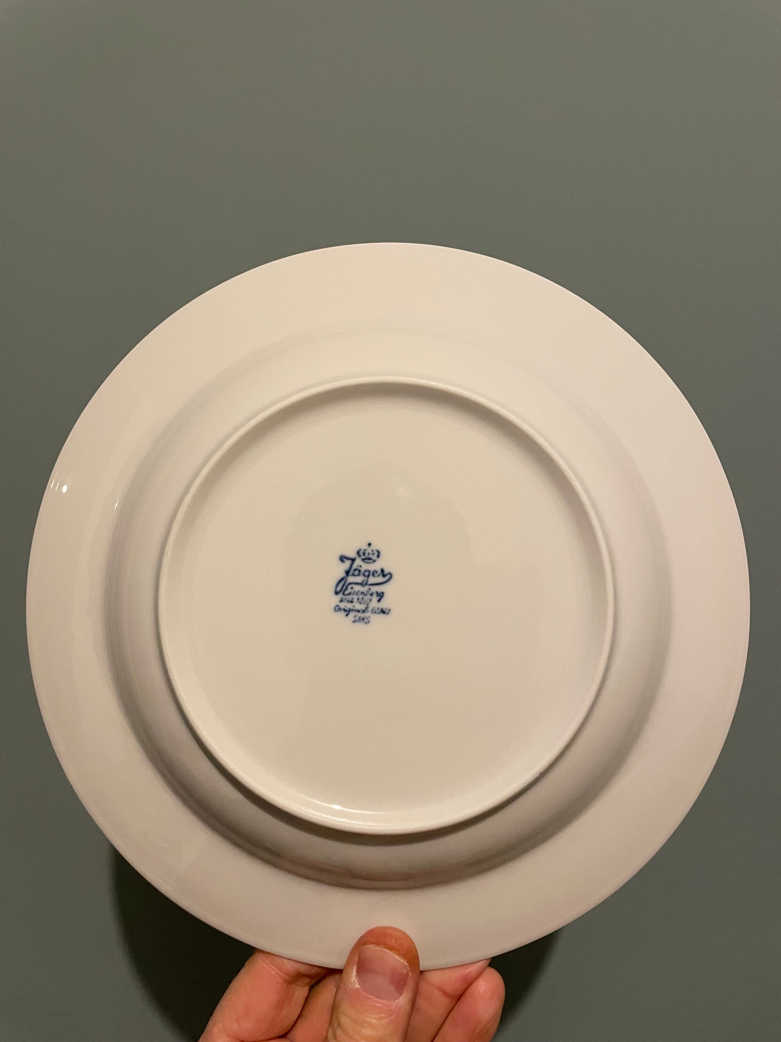 Set of 4 hollow Jäger plates in Blau Saks porcelain