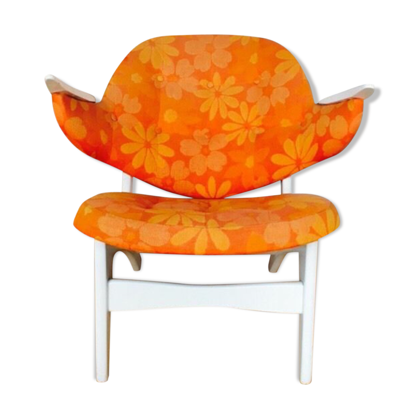 Chair Danish cocktail of Carl Edward Matthes Scandinavian vintage 50/60s orange