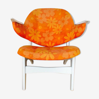 Chair Danish cocktail of Carl Edward Matthes Scandinavian vintage 50/60s orange