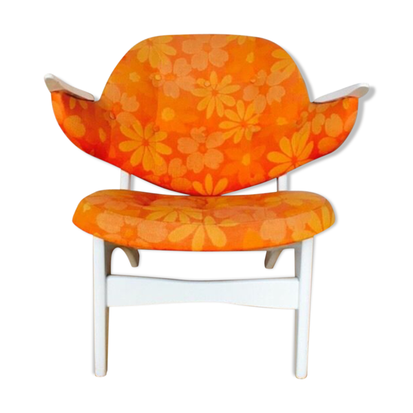 Fauteuil danois de Carl Edward Matthes scandinave vintage années 50/60 orange