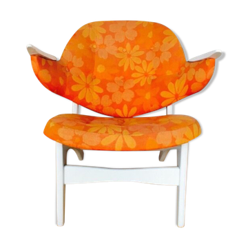 Chair Danish cocktail of Carl Edward Matthes Scandinavian vintage 50/60s orange