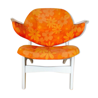 Chair Danish cocktail of Carl Edward Matthes Scandinavian vintage 50/60s orange