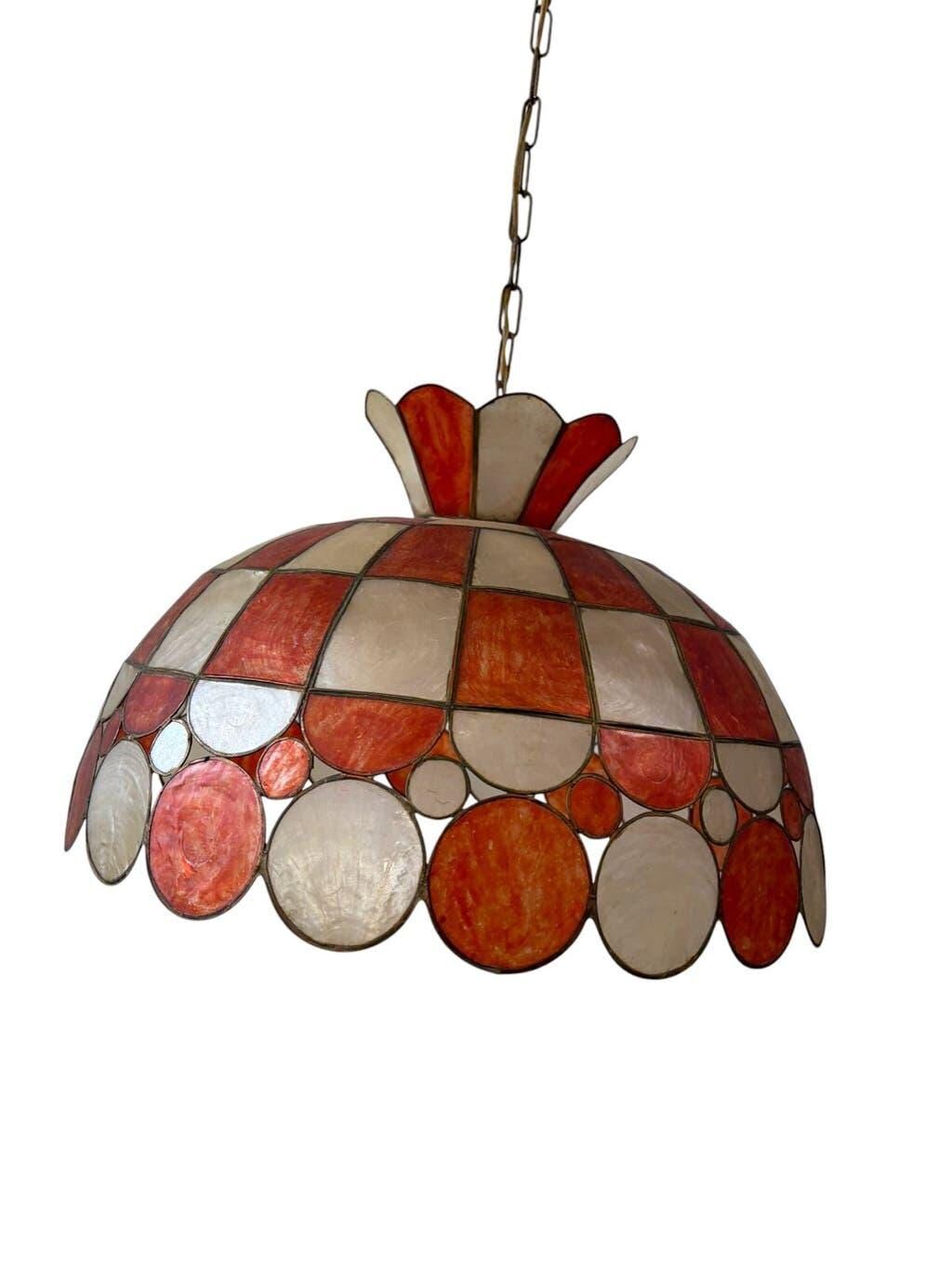 Suspension orange vintage en coquillage capiz, nacre
