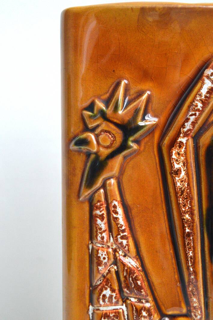 Rooster wall vase in stoneware