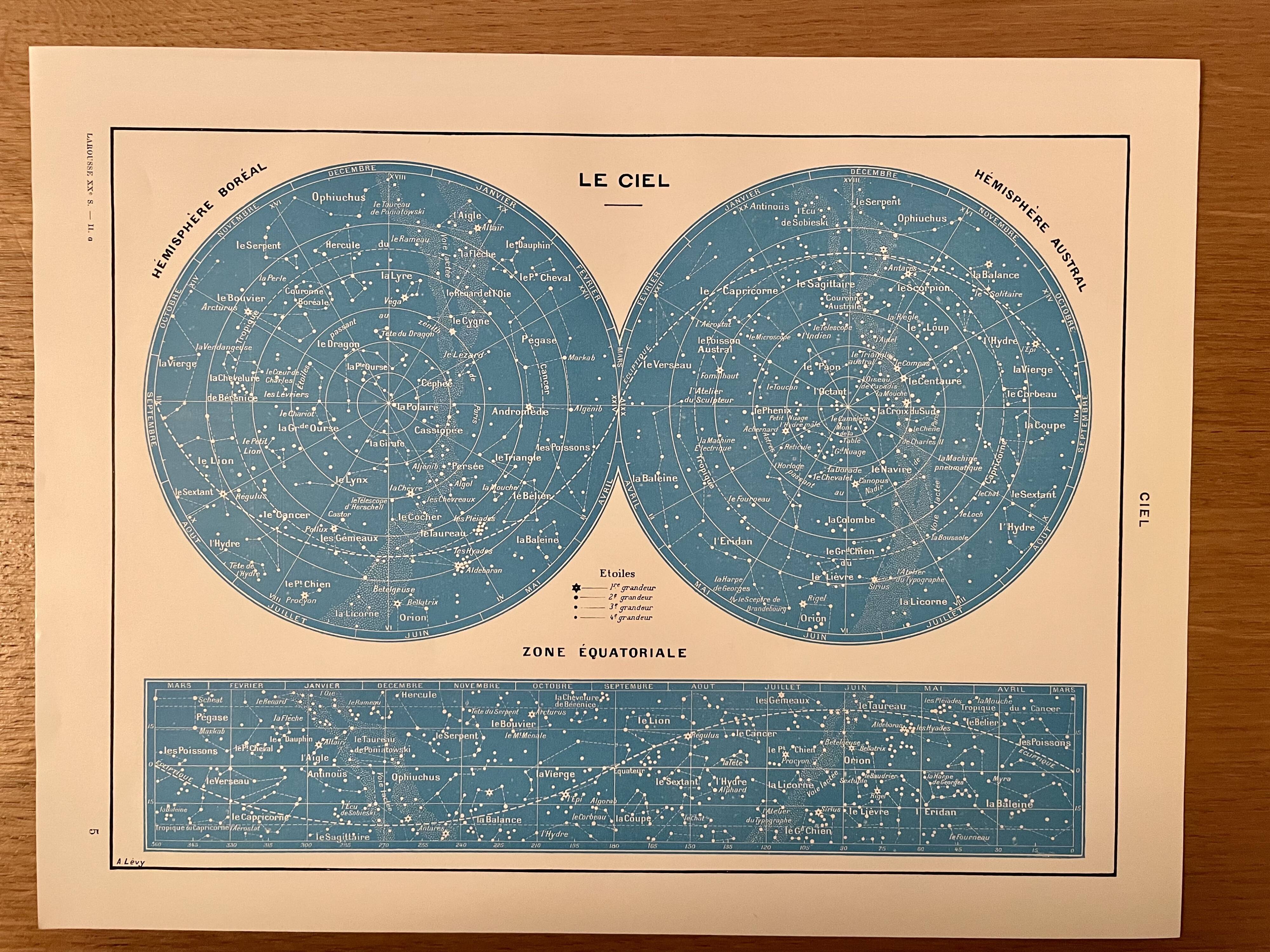 Lithograph engraving on the sky from 1928
