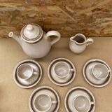 Old tea coffee service sarreguemines ceramic beige vintage