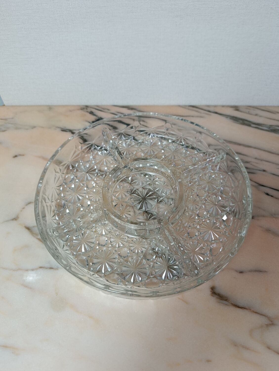 Cut glass serving dish for appetizers