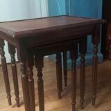 Wood and leather nesting table
