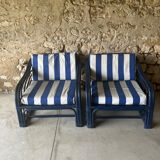 Paire de fauteuils rotin annees 60
