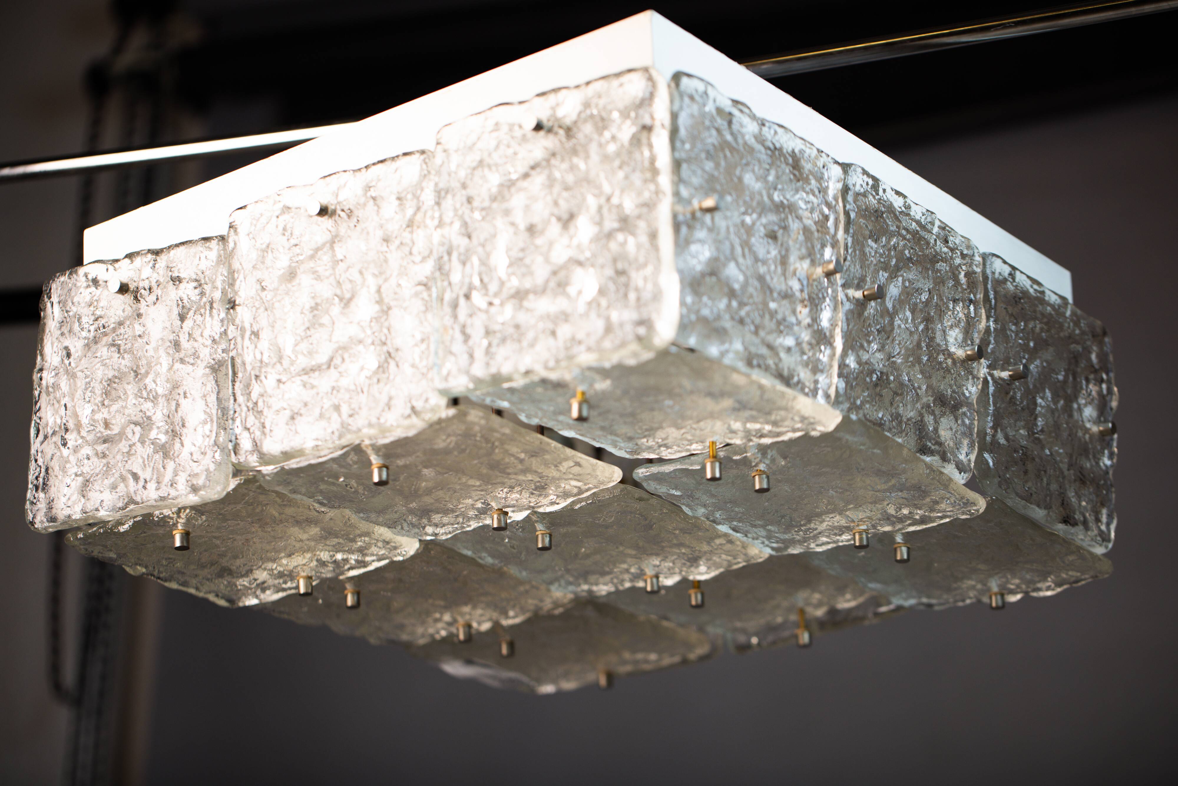 Large Vintage J.T. Kalmar Glass Flush Mount - 1960s Austrian Ceiling Light