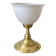 Antique white opaline glass globe table lamp with a brass base.