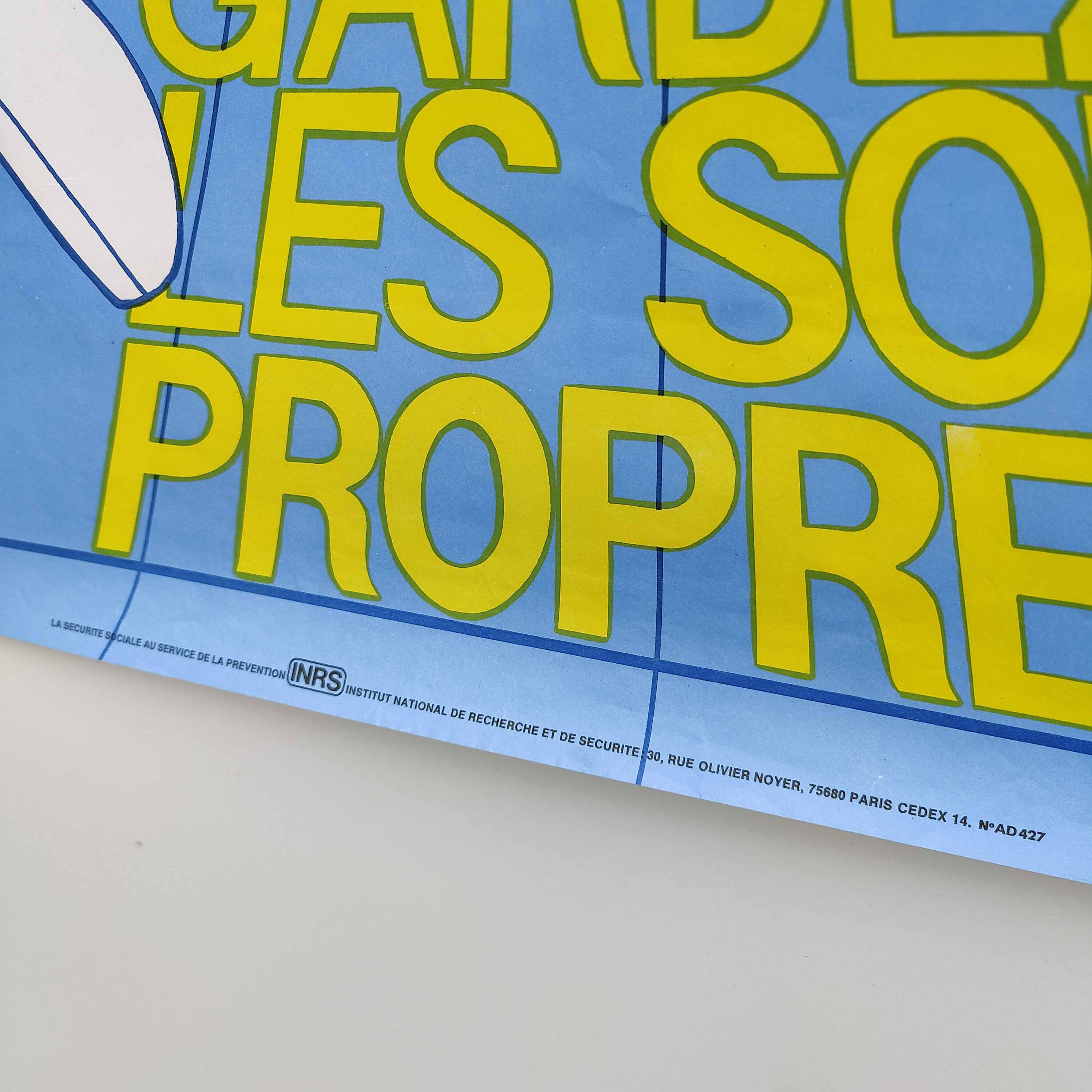 Affiche vintage INRS 1988 graphisme Metzger
