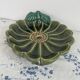 Large decorative dish, green ceramic flower, mid-20th century