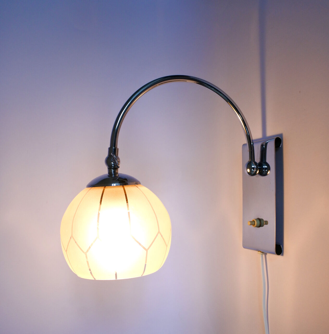 Art deco chrome and pink glass table light